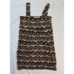 Women's‎ FOREVER Brown Tan Cream Pink Patterned  Top Size Large Y2K